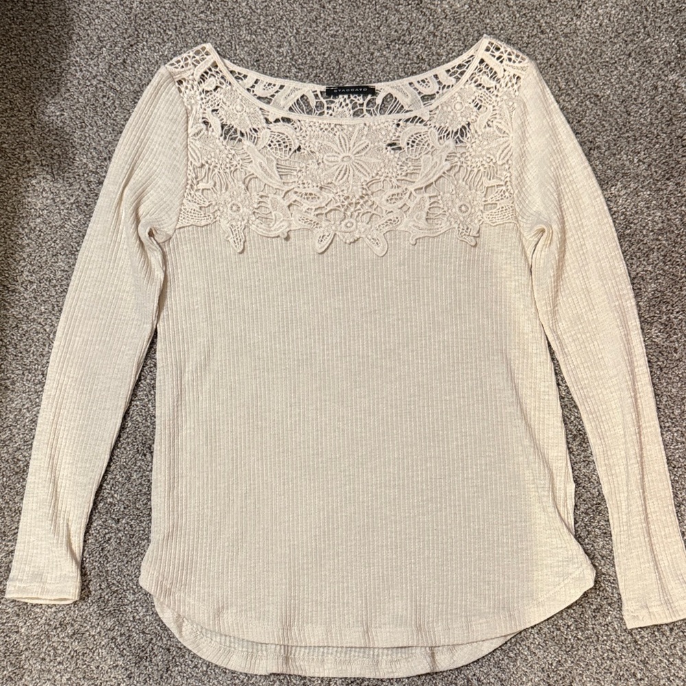 Staccato Cream Lace Accent Blouse